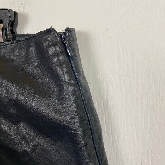 Kenneth Cole Black Genuine Leather Straight Skirt Size 14 - Picture 4 of 5